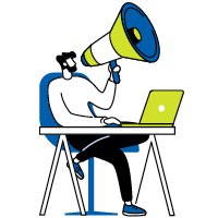 Man mit Megaphone