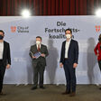 (v.l.), Stadtrat Jürgen Czernohorsky (SPÖ), Bürgermeister Michael Ludwig (SPÖ), Vizebürgermeister Christoph Wiederkehr (Neos), Stadträtin Ulli Sima (SPÖ) anlässlich einer Pressekonferenz der Stadt Wien.