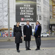 Azra Korjenic (TU Wien), Robert Gulla (LUKOIL) und Ulrike Pitha (BOKU) beim Start des Forschungsprojektes am Wiener Schwarzenbergplatz