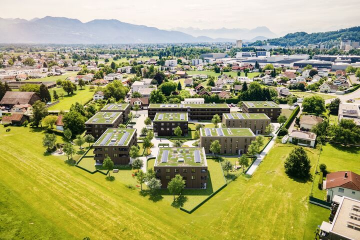 Auf dem 13.000 m² großen Grundstück am Ortseingang von Höchst errichten i+R Wohnbau und die Wohnbauselbsthilfe den Wohnpark ?Am Römerstein? mit 9 Mehrfamilienhäusern samt großzügigem Freiraumkonzept.