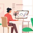 Woman sitting at workspace.
