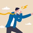 Business whistleblower the misconduct inside person to illegally disclose information to public concept, businessman blowing the whistle out load while pointing signal to tell other people.
