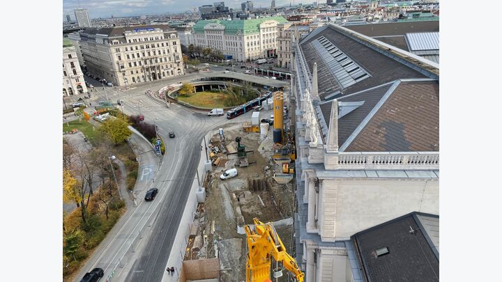 Bauarbeiten für den neuen U2-Tunnel im Bereich Schottentor