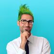 Creative businessman thinks about a crazy project