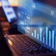 Data science for business analytics. Infographics on futuristic virtual interface screen.