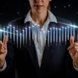 Business Stagnation. Business woman showing a graph with a stagnating business results.