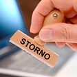 Storno gedruckt auf Gummistempel