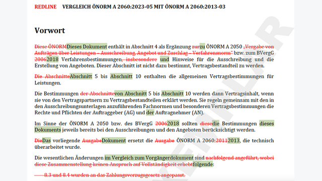 Ausschnitte aus der geänderten Norm