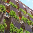 Green Eco Building in the City,Green architecture.