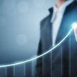 Business development to success and growing growth concept, Businessman pointing arrow graph increase chart