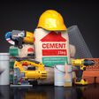 Construction materials and tools on black background. 3d illustration