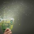 money, inflation, euro, economy, depreciation, bill, loss, finance, vanish, cash, banknote, value, currency, 100, savings, disappear, dissolve, business, debt, cost, risk, recession, expense, wealth, buy, europe, hand, pay, purchasing power, copy space
