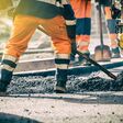 Teamwork, Group of workers on a road construction, team of people at work