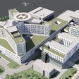 Visualisierung des neuen F.D. Roosevelt Universitätskrankenhauses in Banská Bystrica nach Umbau und Erweiterung.
