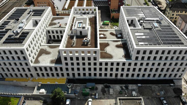 In Kürze erfolgt in Zürich unter Mitwirkung von Rhomberg Bau die Übergabe eines fünfgeschoßigen Gebäudekomplex.