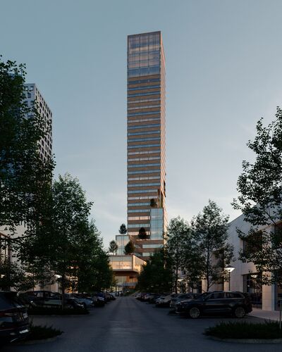 H Tower Brünn abends