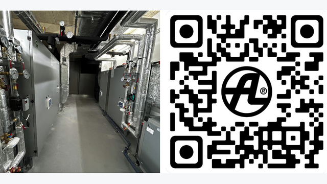 ATREA Lueftungsgeraet und QR Code neben Bild
