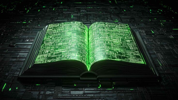 technology, data, digital, book, futuristic, code, cyber, glowing, green, circuit, abstract, science, information, intelligence, virtual, matrix, electric, tech, pattern, neon, innovation, binary, software, hardware, computer, programming, background, network, cyberpunk, grid, artificial, concept, cybernetic, coding, energy, robotic, screen, futuristicbook, electronics, light, modern, digitalbook, graphic, virtualreality, sci fi, dataflow, cyberspace, visualization, readable