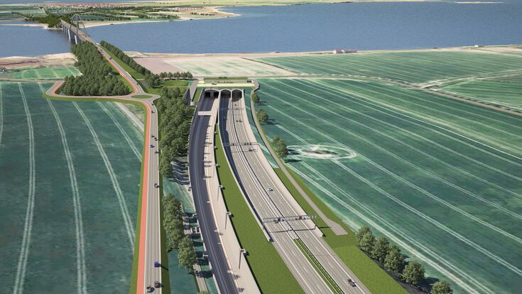 Einfahrt in den künftigen Tunnel zwischen Fehmarn und dem Festland