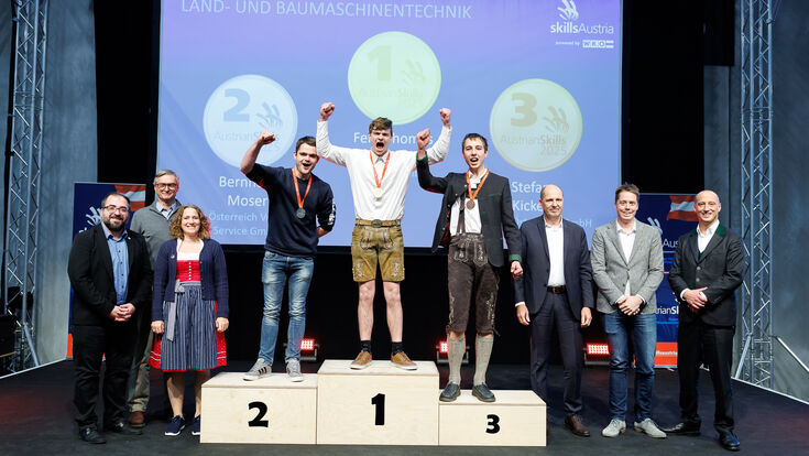Austrian Skills 2025, Land- und Baumaschinentechnik – Gold: Felix Thomas Tüchler (Leutgeb GmbH), Silber: Bernhard Moser (Liebherr Österreich), Bronze: Stefan Kicker (Zeppelin Österreich).