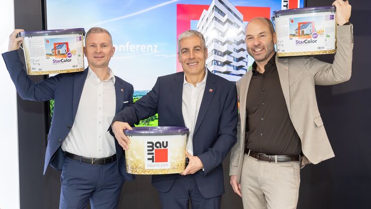 Im Bild v.l.n.r.: Rudolf Ofenschiessl, Verkaufsleitung Baumit GmbH; Georg Bursik, Gesch?ftsleitung Baumit GmbH; Roman Stickler, Marketingleitung Baumit Group