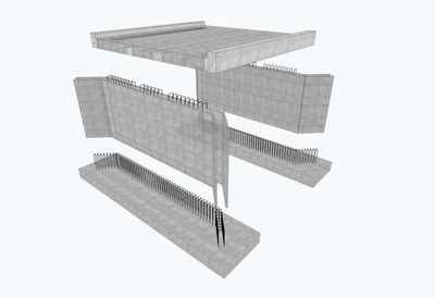 Fertigteilbrücke, 3D-Ansicht des Aufbaus