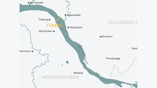 Die ElbX-Querung verbindet Wewelsfleth in Schleswig-Holstein mit Wischhafen in Niedersachsen. Der 5,2 Kilometer lange Kabeltunnel unterquert dabei die Elbe als Teil der SuedLink-Trasse.