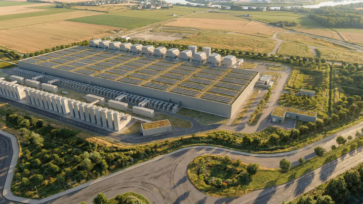 So soll Googles Rechenzentrum in Kronstorf nach dem derzeitigen Planungsstand aussehen. Die erste Ausbaustufe ist mit bis zu 150 Megawatt Anschlussleistung vorgesehen, für einen möglichen Vollausbau nennt Google bis zu 500 Megawatt.