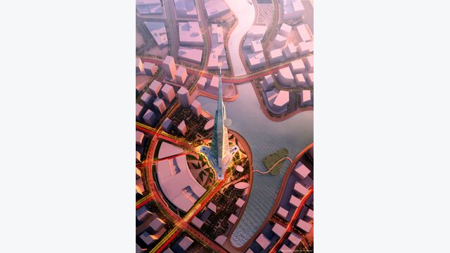 Der Jeddah Tower besitzt einen dreiflügeligen Grundriss und verjüngt sich mit zunehmender Höhe. Die aerodynamische Konstruktion soll die Windbelastung des mehr als 1.000 Meter hohen Bauwerks reduzieren.