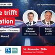 Peter Krammer (Swietelsky), Rainer Irschik (Land Niederösterreich) und Bernhard Hofko (TU Wien) diskutieren beim Straßensymposium am 16. November 2026 im Kuppelsaal der TU Wien. Porträts von links nach rechts.