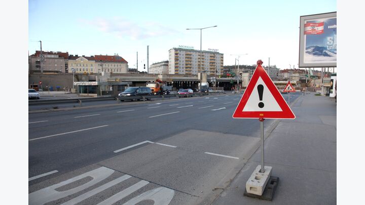 Reportage Matzleinsdorfer Platz Wien Brücke Baustelle Bau Symbol Solid 2009 Bilfinger Berger ÖBB OeBB Strassenbau Verkehr